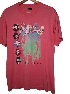 Vintage Shenandoah Band Shirt L Pink Single Stitch Screen Stars Best USA On Tour